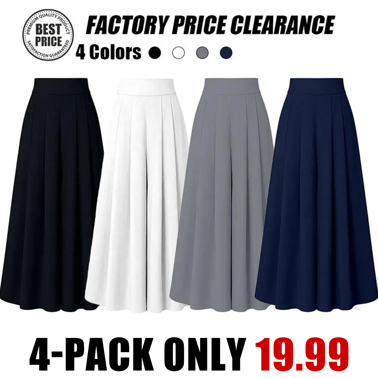 Women's High-Waisted Flowy Wide Leg Palazzo Pants with Pockets