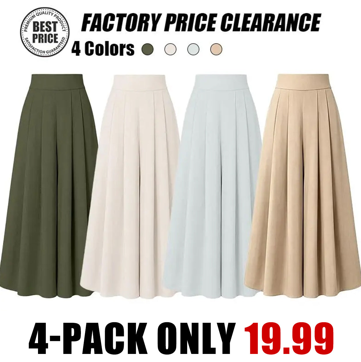 Women's High-Waisted Flowy Wide Leg Palazzo Pants with Pockets