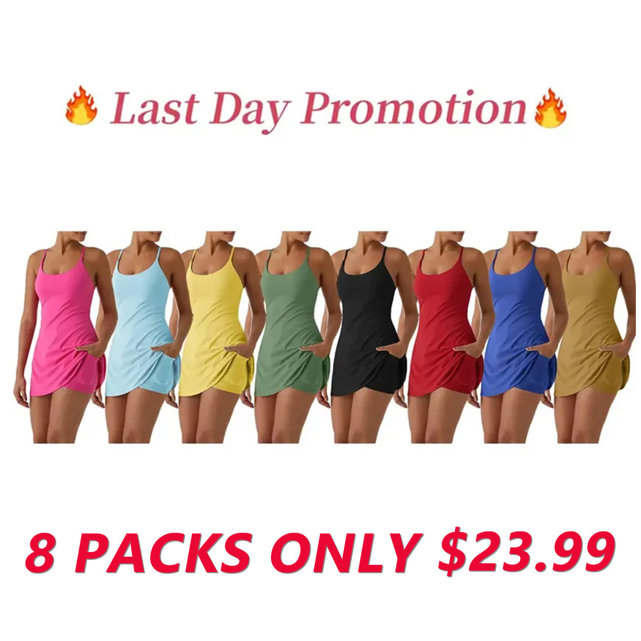 😍Promotion Day💥Backless Sleeveless Dresses With Pockets