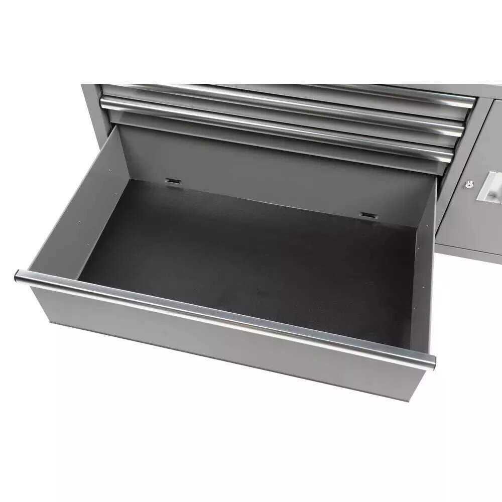 56 IN. W 5-DRAWER 1-DOOR, DEEP TOOL CHEST MOBILE WORKBENCH IN GLOSS GRAY WITH HARDWOOD TOP