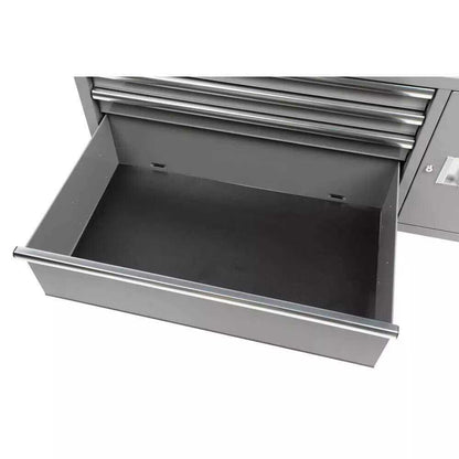 56 IN. W 5-DRAWER 1-DOOR, DEEP TOOL CHEST MOBILE WORKBENCH IN GLOSS GRAY WITH HARDWOOD TOP