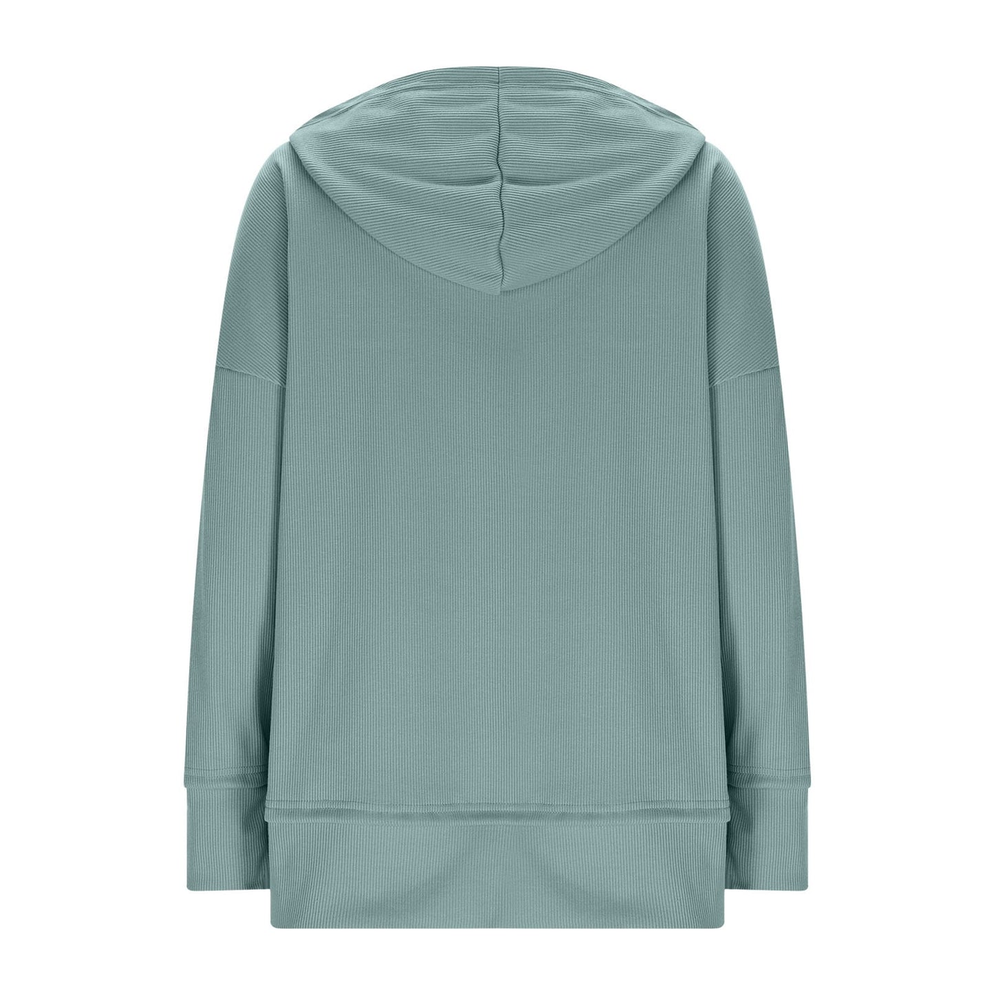 Womens Long Sleeve Tops Casual Ribbed Knit Half Button Hooded Pullover Sweatshirt Versatile Casual Wear