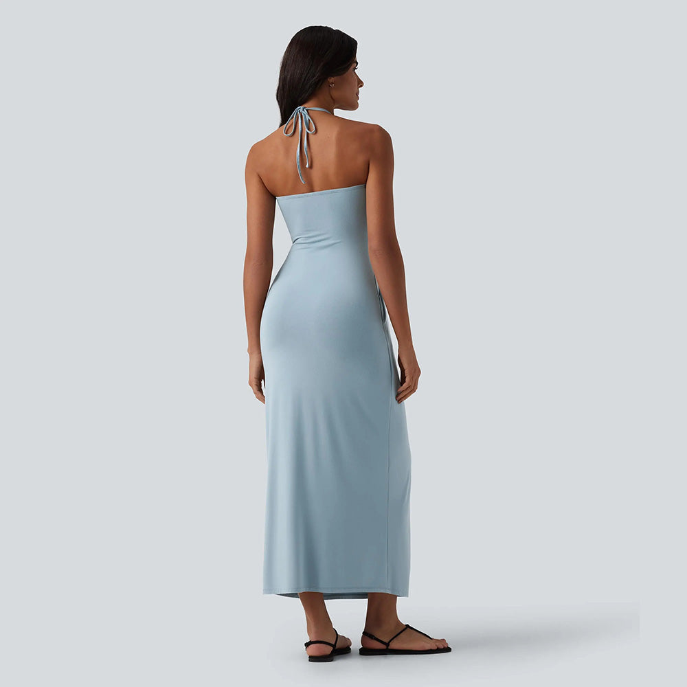 Halter Tie Back Maxi Dress with Pockets