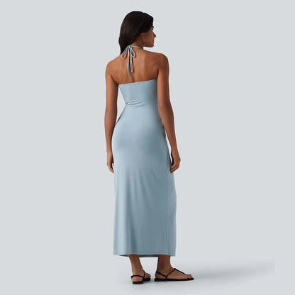 Halter Tie Back Maxi Dress with Pockets