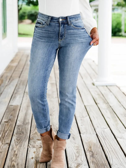 Tummy Control Cuffed Slim Fit Jeans (🔥 Buy 1, Get 1 FREE – Limited Time!)