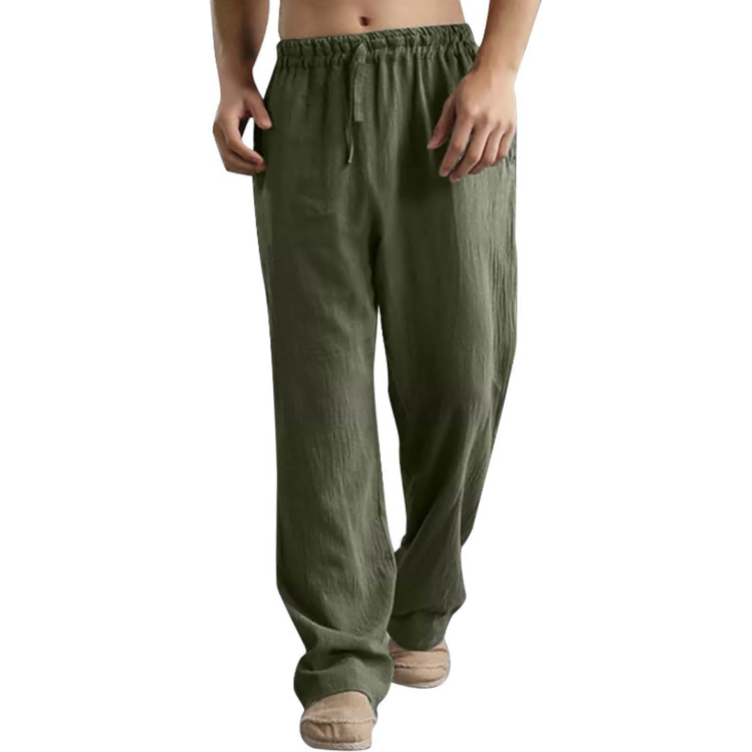 Men's Linen Pants Casual Long Pants - Loose Lightweight Drawstring Yoga Beach Summer Trousers