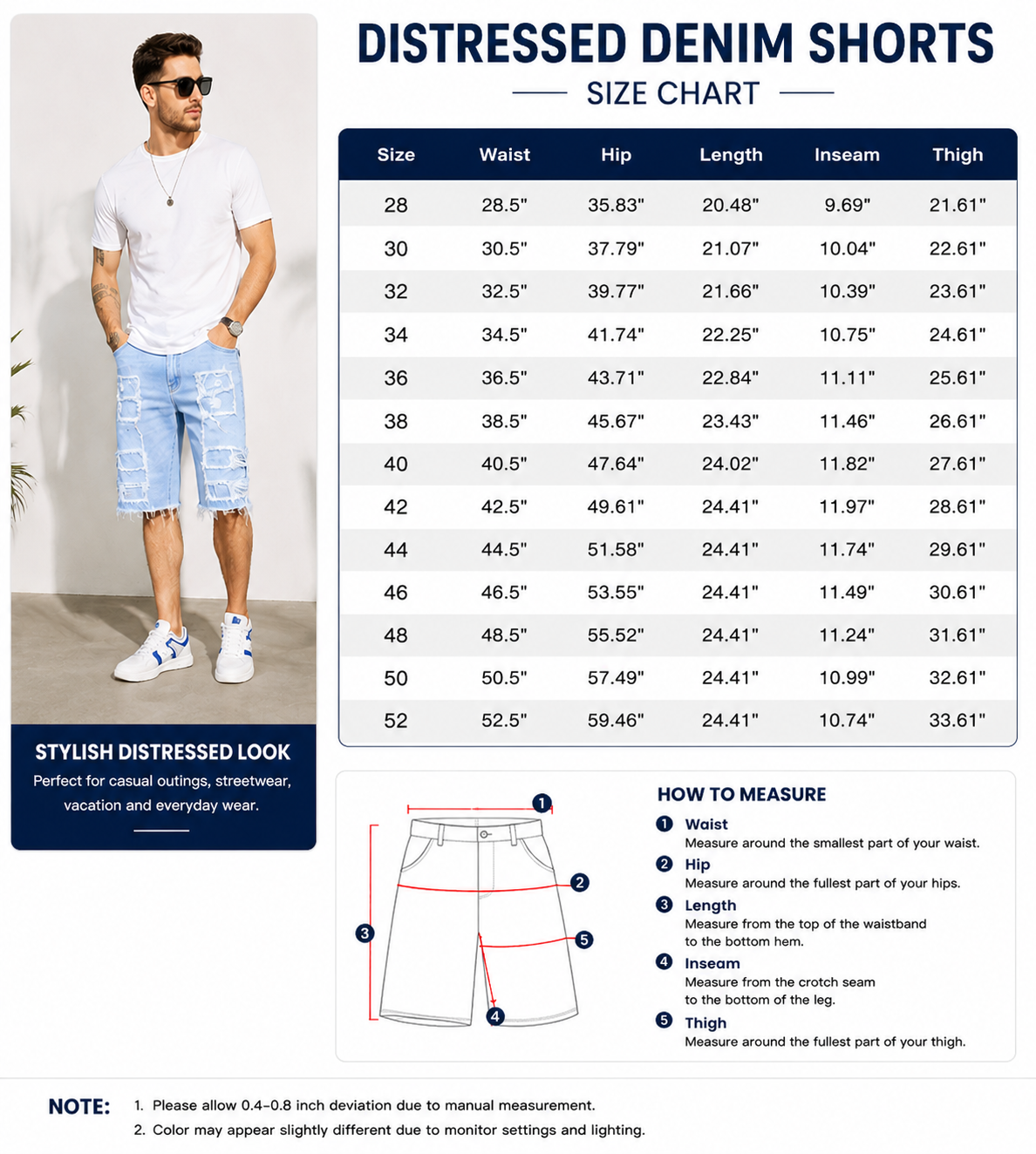 Raw Hem Denim Shorts with Rips – Edgy Urban Casual Warm-Weather Essential