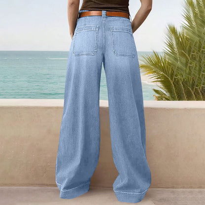 Miqool Women's Wide Leg Jeans Casual Loose Fit High Waisted Stretchy Baggy Denim Pants with Pockets