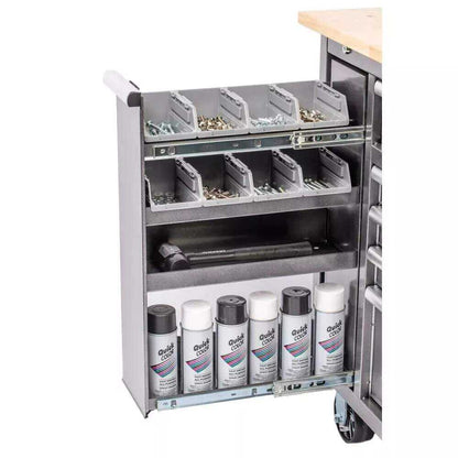 Husky 72 in. x 24 in. D Standard Duty 18-Drawer Mobile Workbench Tool Chest with Solid Wood Top in Stainless Steel