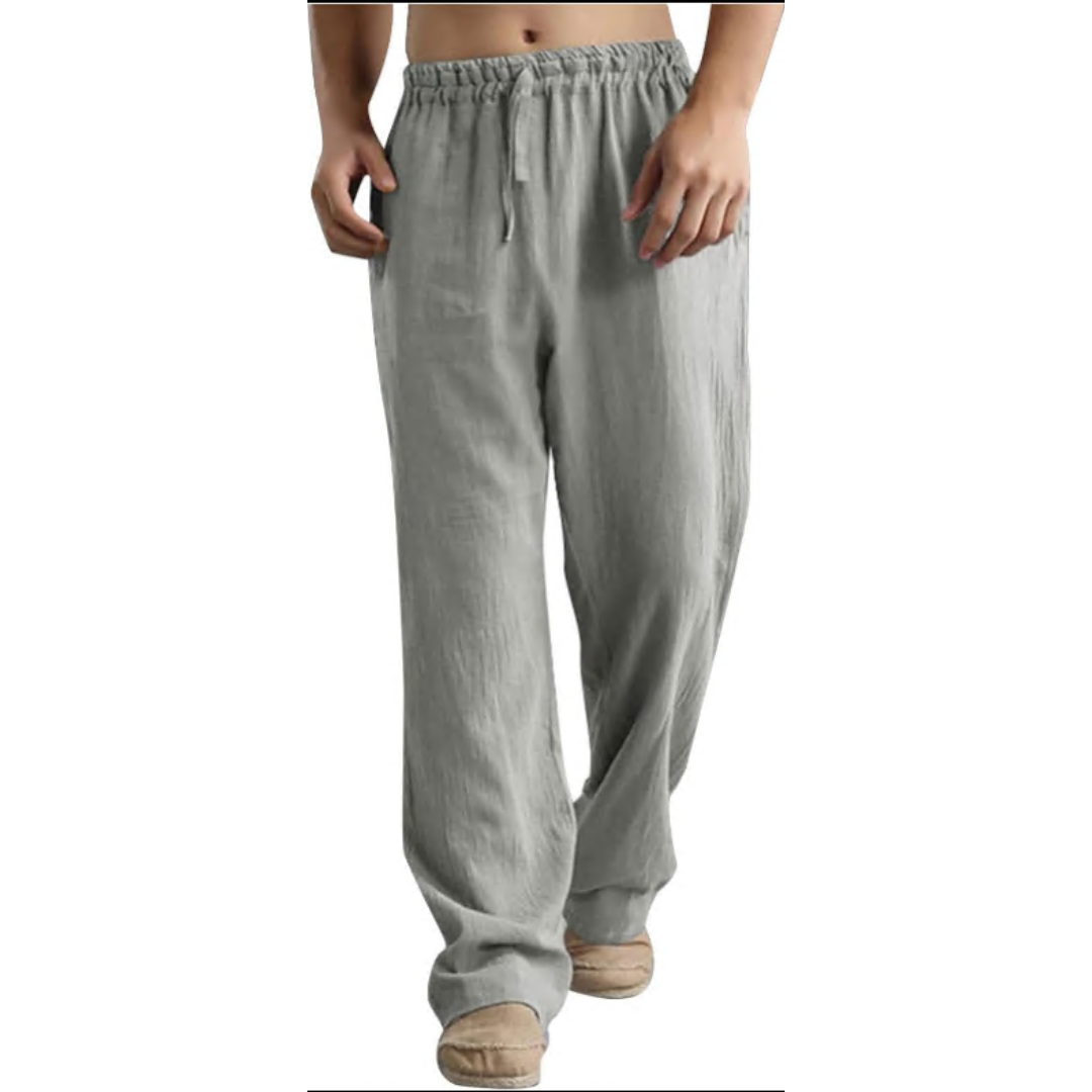 Men's Linen Pants Casual Long Pants - Loose Lightweight Drawstring Yoga Beach Summer Trousers