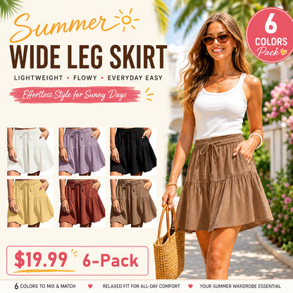 Womens Linen Blend Wide Leg Flowy Culotte Shorts Drawstring Loose Fit Summer Casual Lightweight Comfy Vacation Wear
