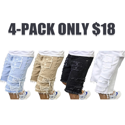 Raw Hem Denim Shorts with Rips – Edgy Urban Casual Warm-Weather Essential