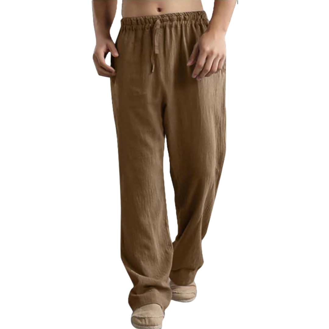Men's Linen Pants Casual Long Pants - Loose Lightweight Drawstring Yoga Beach Summer Trousers