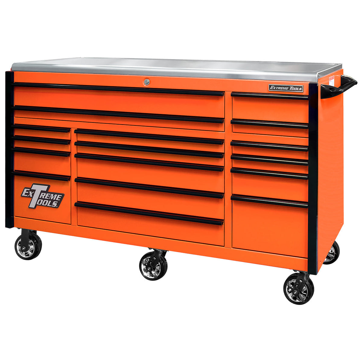 Extreme Tools Professional EXQ 72″ Quick Release 17-Drawer Triple Bank Roller Cabinet
