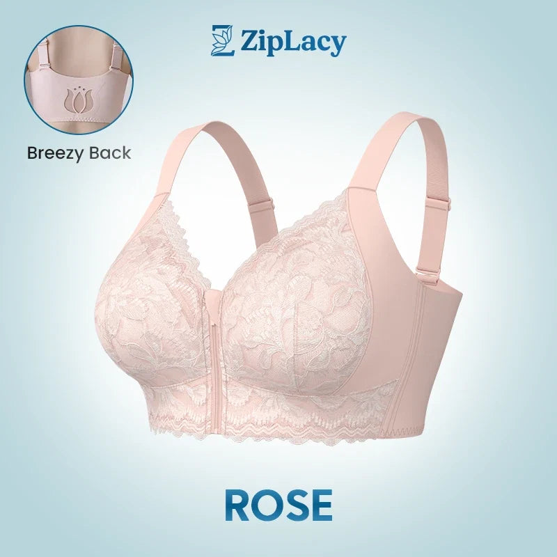 ZipLacy - Ultra Soft Front Zip Wireless Lifting Bra