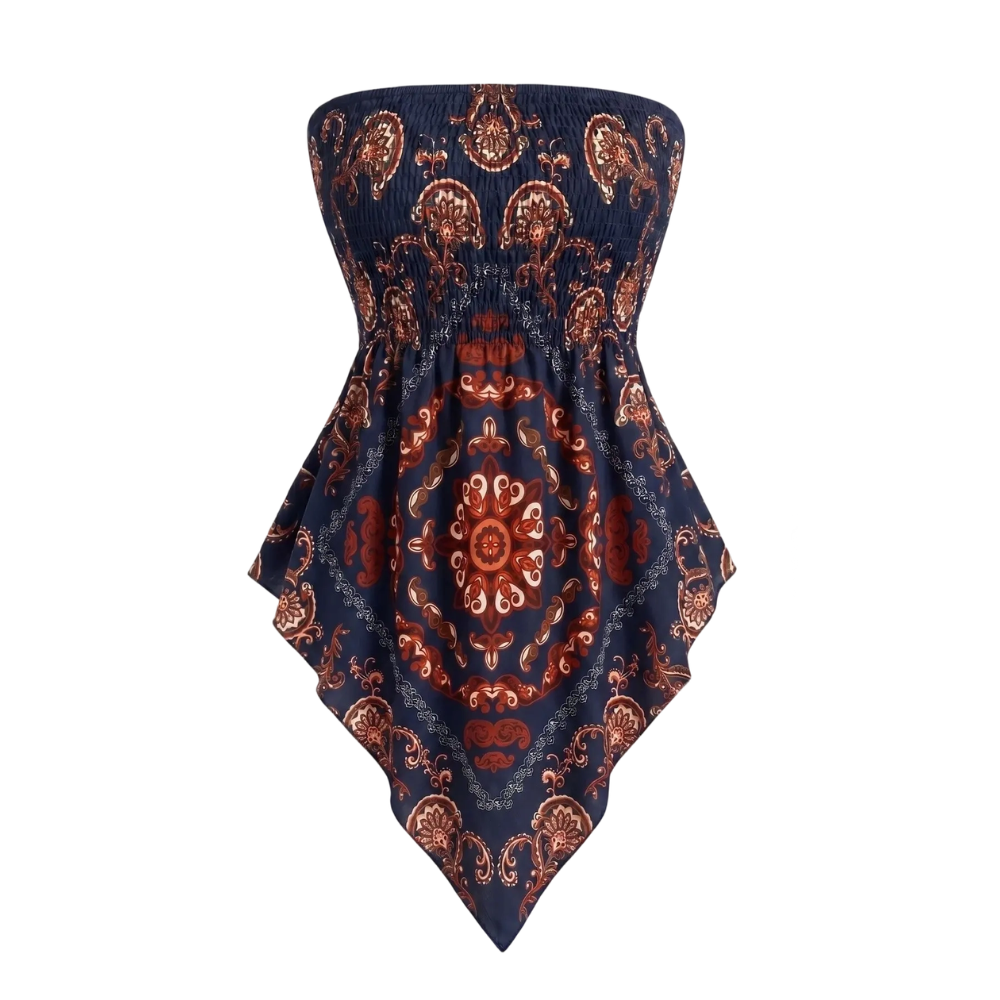 Plus Size Women's Strapless Towel Print Top