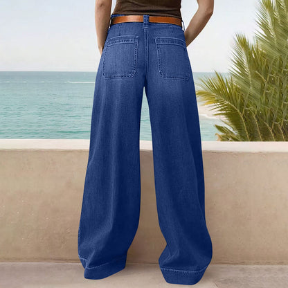 Miqool Women's Wide Leg Jeans Casual Loose Fit High Waisted Stretchy Baggy Denim Pants with Pockets