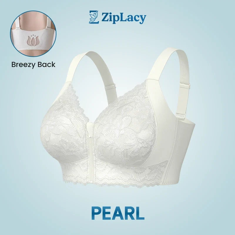 ZipLacy - Ultra Soft Front Zip Wireless Lifting Bra