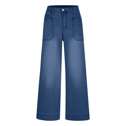 Miqool Women's Wide Leg Jeans Casual Loose Fit High Waisted Stretchy Baggy Denim Pants with Pockets
