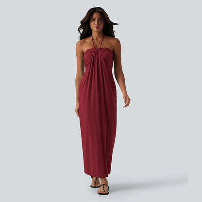 Halter Tie Back Maxi Dress with Pockets