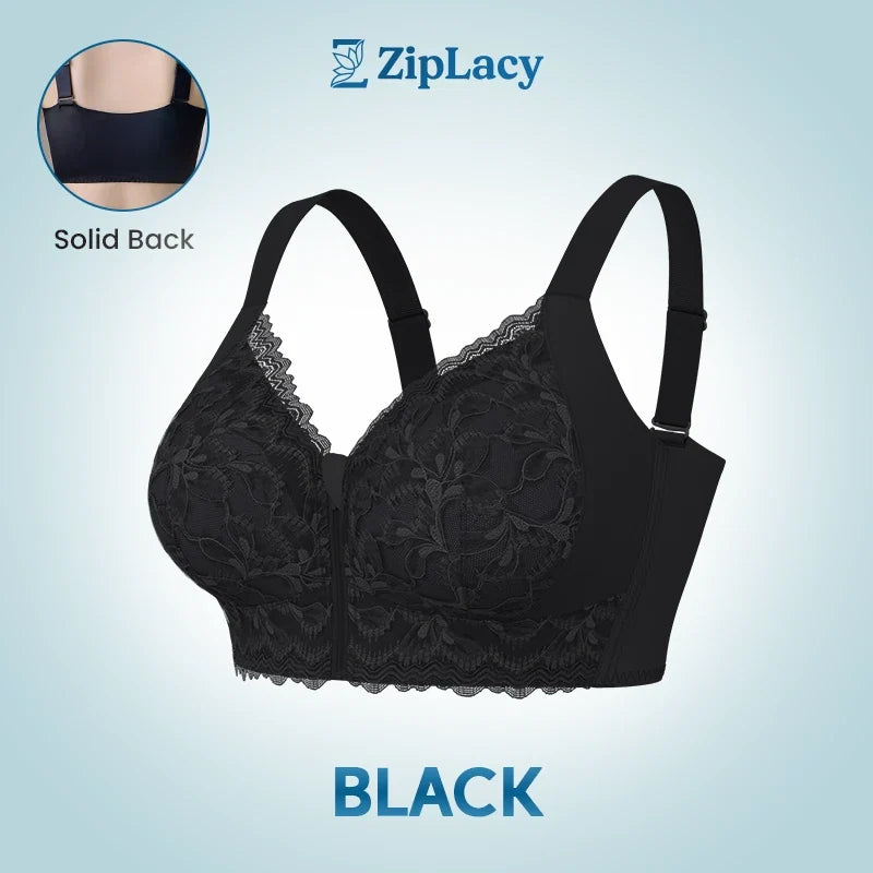 ZipLacy - Ultra Soft Front Zip Wireless Lifting Bra