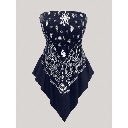 Plus Size Women's Strapless Towel Print Top