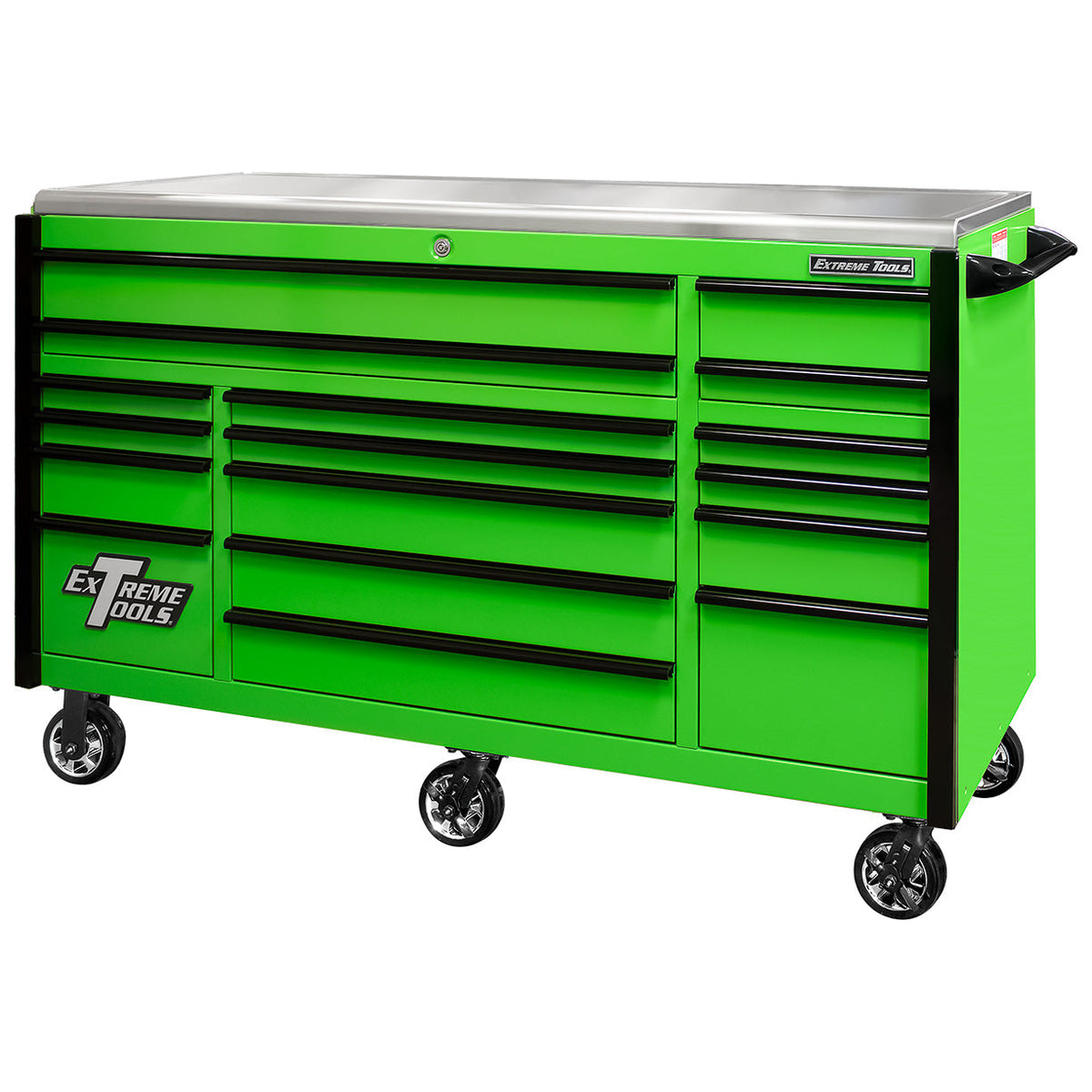 Extreme Tools Professional EXQ 72″ Quick Release 17-Drawer Triple Bank Roller Cabinet