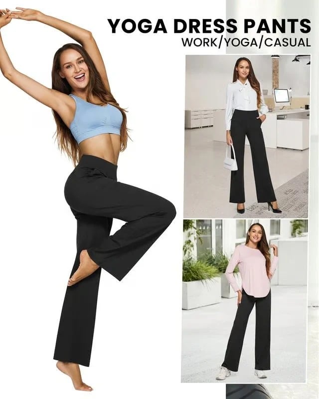 🌞Summer Hot Sale🔥Women's High-Waisted Loose Business Casual Yoga Pants with Pockets