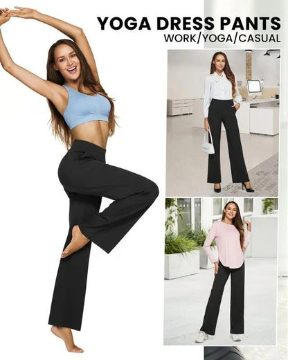 🌞Summer Hot Sale🔥Women's High-Waisted Loose Business Casual Yoga Pants with Pockets