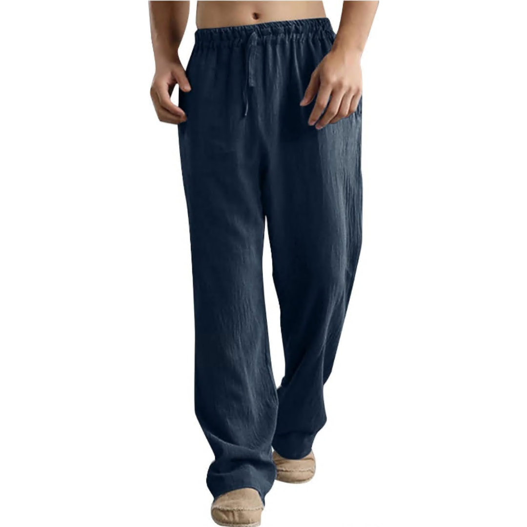 Men's Linen Pants Casual Long Pants - Loose Lightweight Drawstring Yoga Beach Summer Trousers