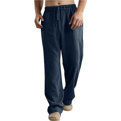 Men's Linen Pants Casual Long Pants - Loose Lightweight Drawstring Yoga Beach Summer Trousers