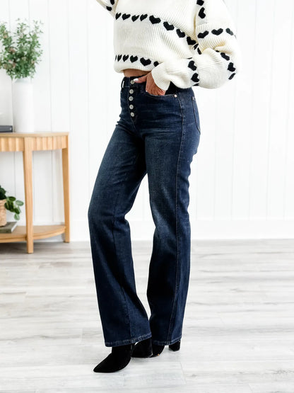 Mid Rise Button Fly Bootcut Jeans (🔥 Buy 1, Get 1 FREE – Limited Time!)