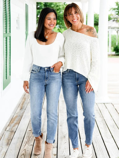 Tummy Control Cuffed Slim Fit Jeans (🔥 Buy 1, Get 1 FREE – Limited Time!)