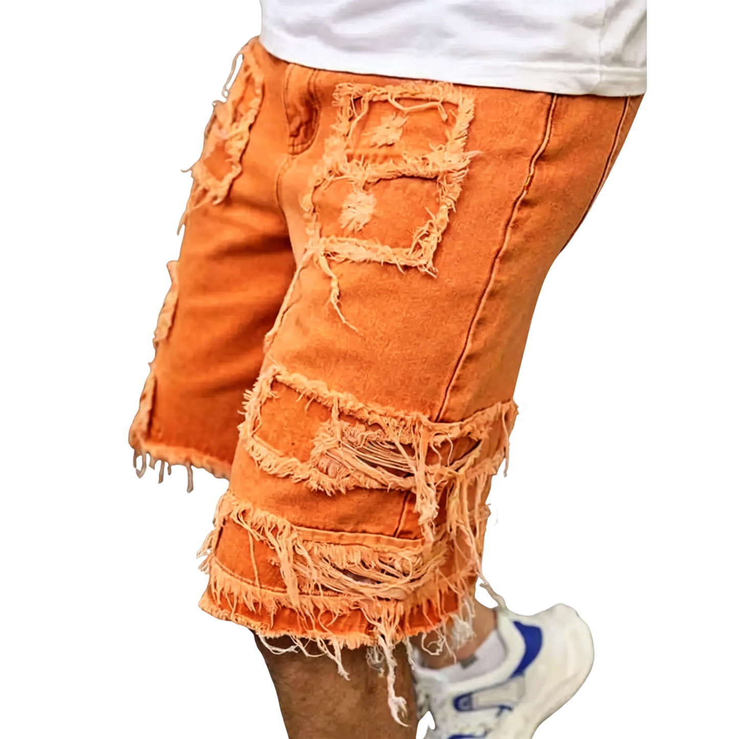 Raw Hem Denim Shorts with Rips – Edgy Urban Casual Warm-Weather Essential