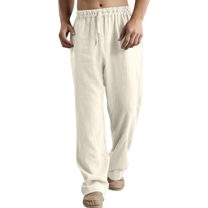 Men's Linen Pants Casual Long Pants - Loose Lightweight Drawstring Yoga Beach Summer Trousers