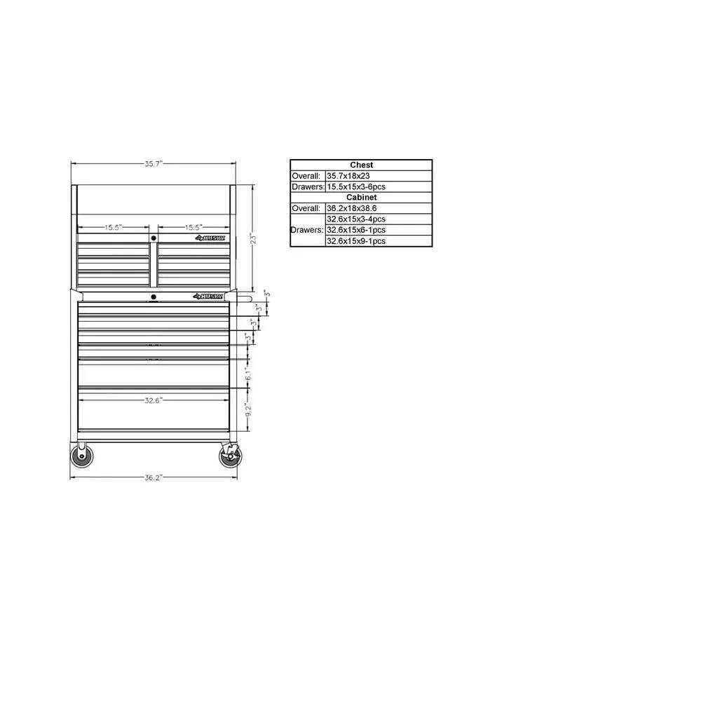 36 IN. 12-DRAWER TOOL CHEST AND CABINET COMBO IN GLOSS RED