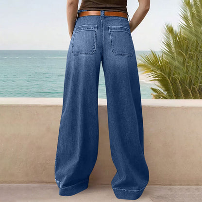 Miqool Women's Wide Leg Jeans Casual Loose Fit High Waisted Stretchy Baggy Denim Pants with Pockets
