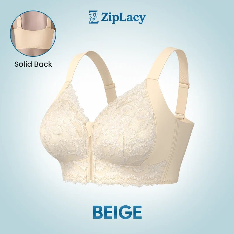 ZipLacy - Ultra Soft Front Zip Wireless Lifting Bra