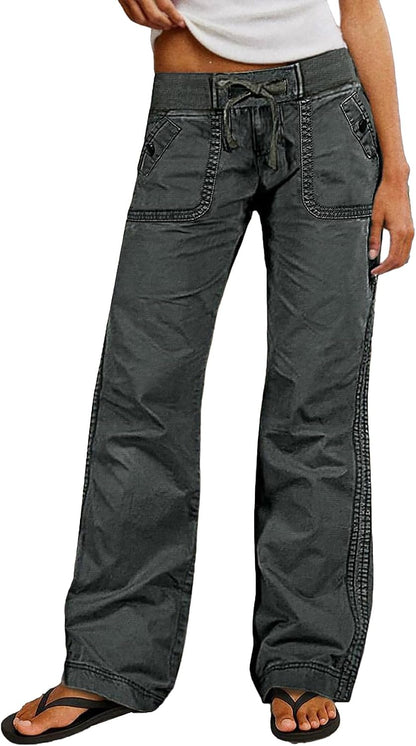 Flamingals Straight Leg Drawstring Pants for Women
