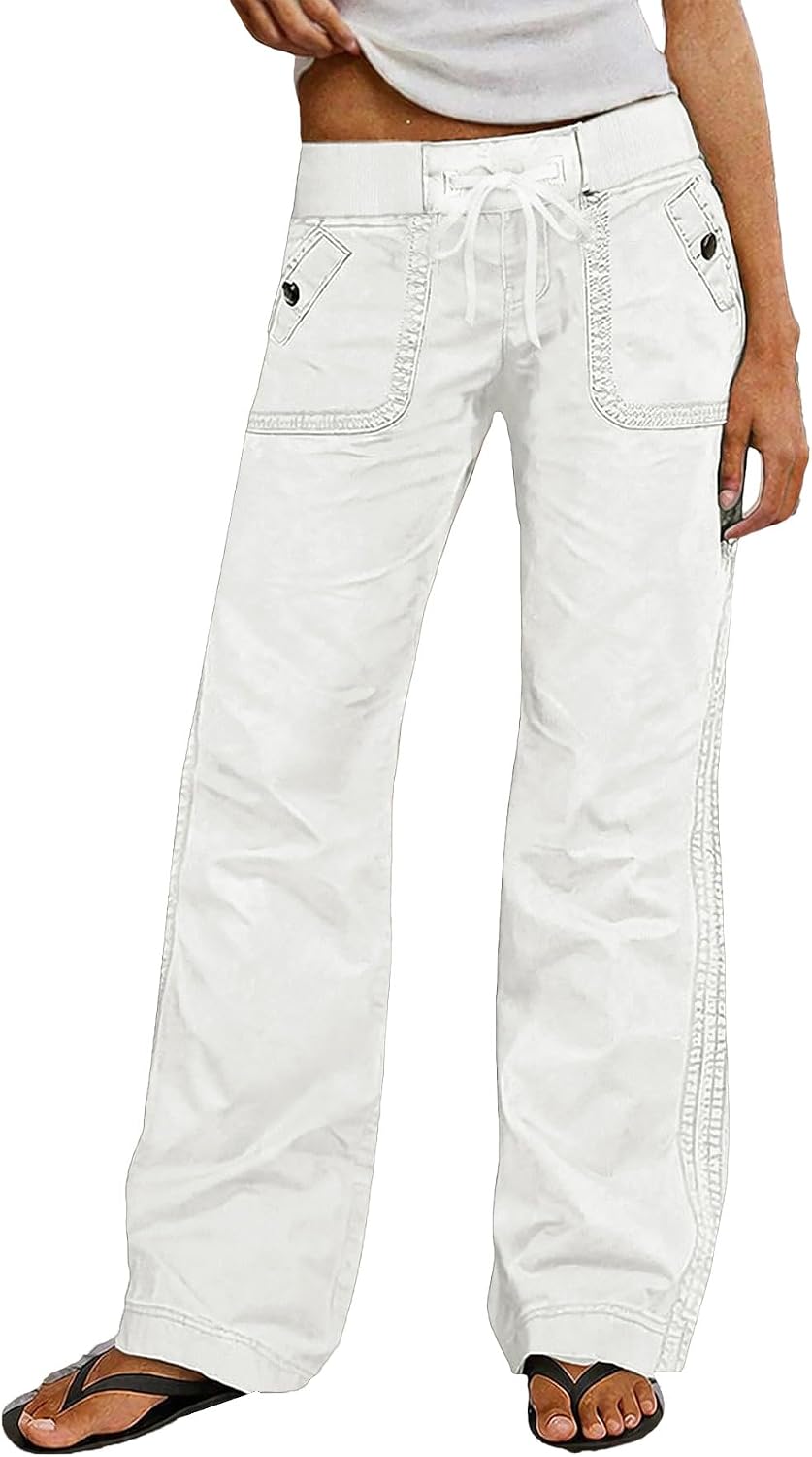 Flamingals Straight Leg Drawstring Pants for Women