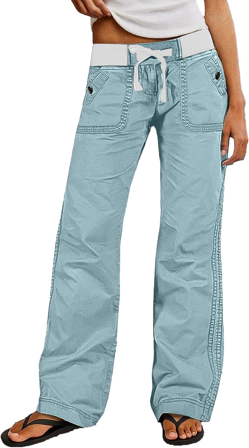Flamingals Straight Leg Drawstring Pants for Women