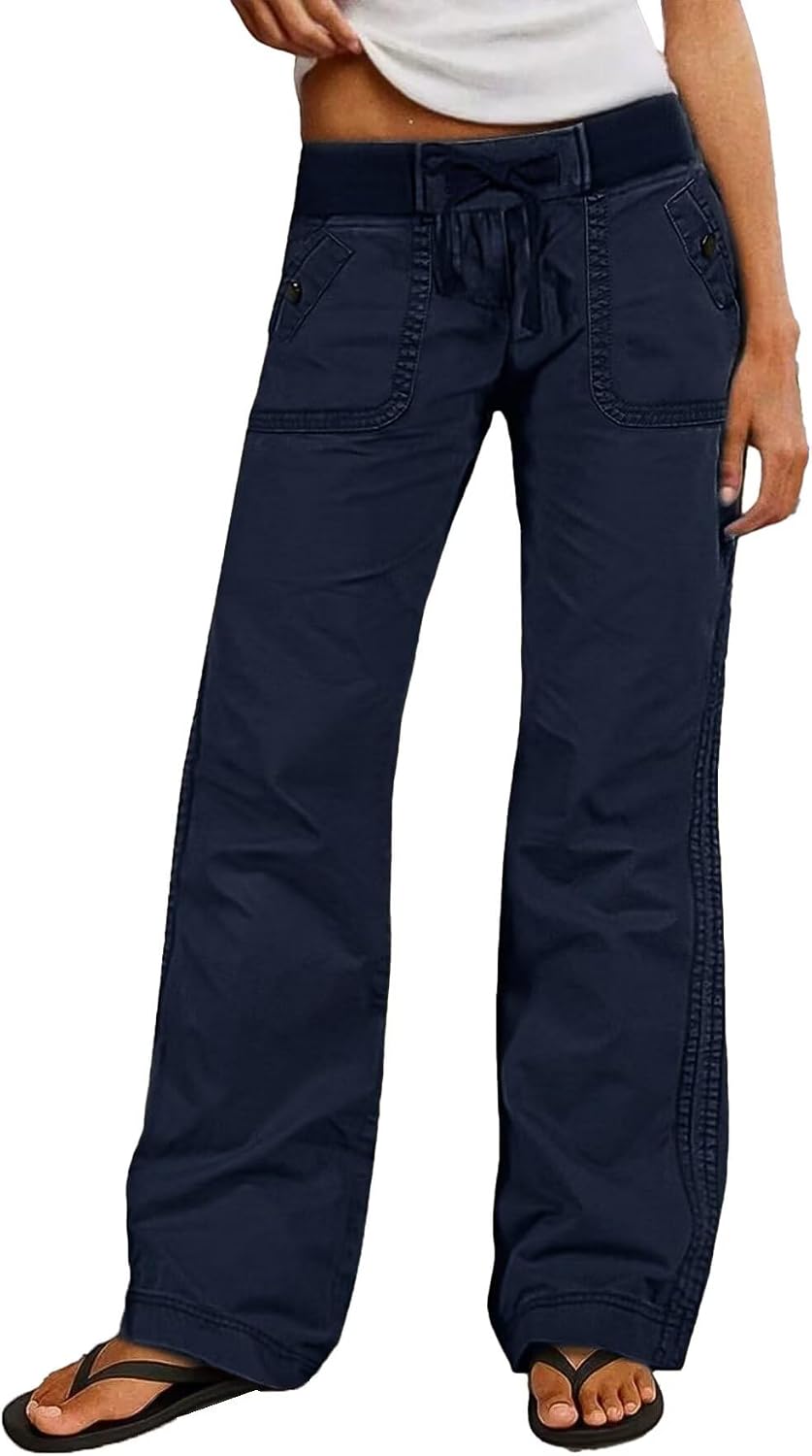 Flamingals Straight Leg Drawstring Pants for Women