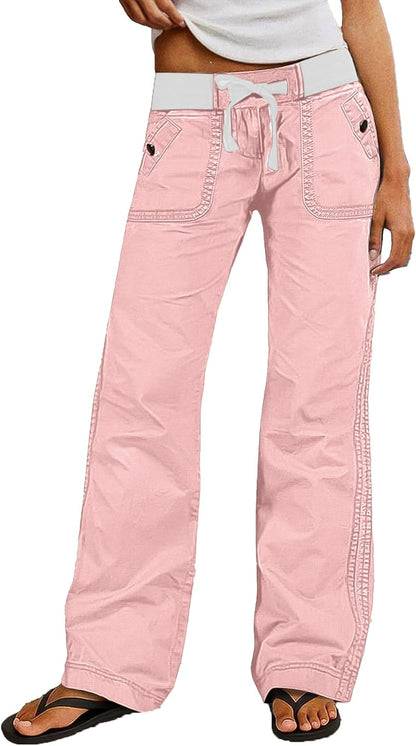 Flamingals Straight Leg Drawstring Pants for Women