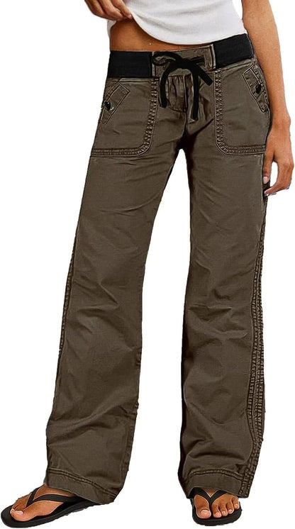 Flamingals Straight Leg Drawstring Pants for Women