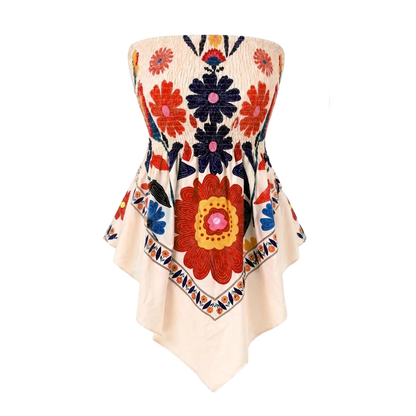 Plus Size Women's Strapless Towel Print Top