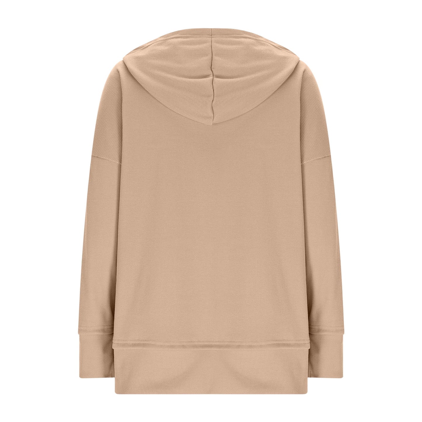 Womens Long Sleeve Tops Casual Ribbed Knit Half Button Hooded Pullover Sweatshirt Versatile Casual Wear
