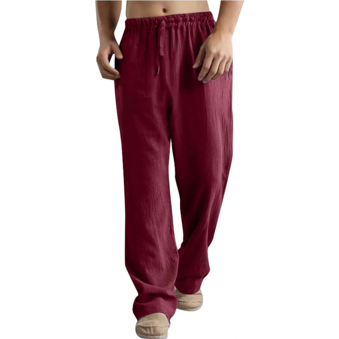 Men's Linen Pants Casual Long Pants - Loose Lightweight Drawstring Yoga Beach Summer Trousers