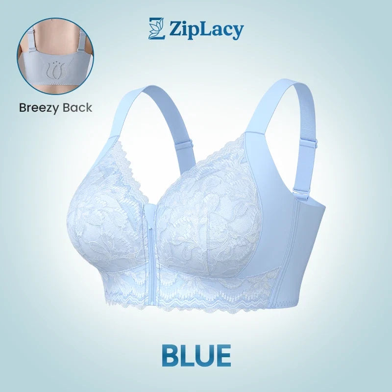 ZipLacy - Ultra Soft Front Zip Wireless Lifting Bra