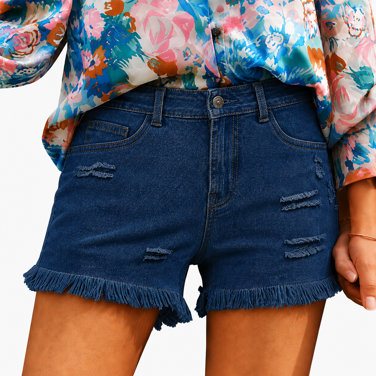 Women's Casual Mid Rise Denim Shorts