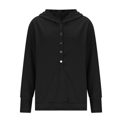 Womens Long Sleeve Tops Casual Ribbed Knit Half Button Hooded Pullover Sweatshirt Versatile Casual Wear